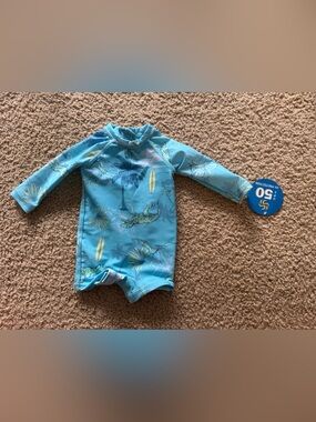 Brand new Sol Borne 0-3 month Long-Sleeve Blue UV Swim Rashguard